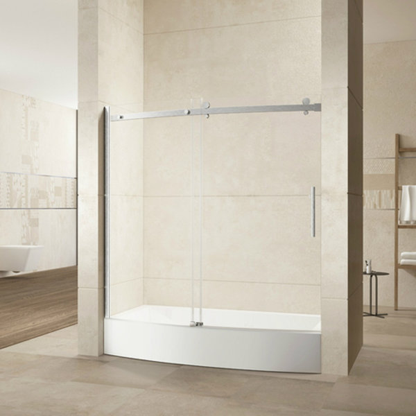 Trustmade Frameless Curved Bathtub Shower Doors 60" Width X 58" Height